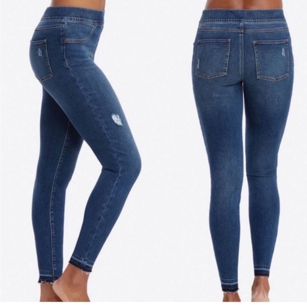 SPANX Dark Blue Distressed Jean Leggings
